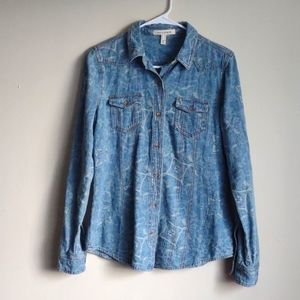 Anthropology "Life in Progress"‎ woman's shirt. Blue floral print. Size 6